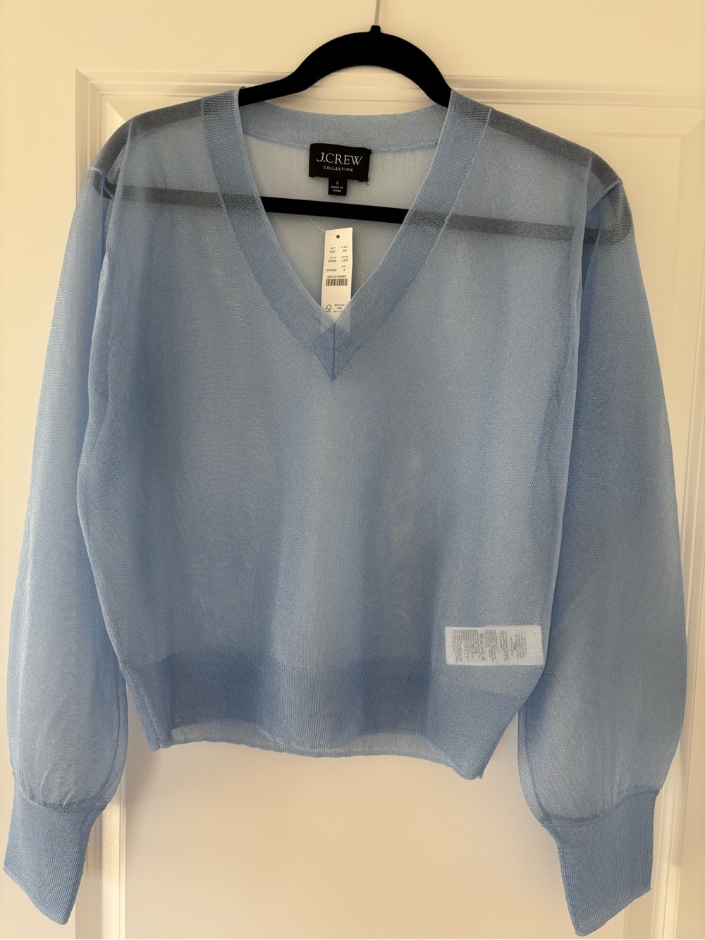 NWT-JCrew Collection shimmer blue V-Neck pullover